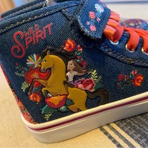Spirit Movie Toddler Girls  Denim Horse Pony Hi-Top Shoes Sneakers 11
